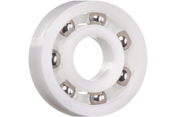 xiros® radial deep groove ball bearing, xirodur B180, stainless steel balls, cage made of xirodur B180, mm