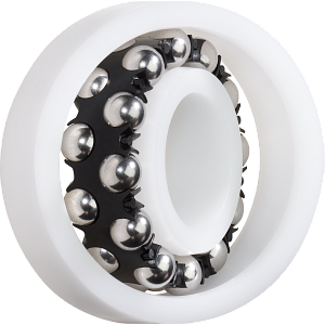 xiros® self-aligning ball bearings, xirodur B180, stainless steel balls, cage made of PA, mm