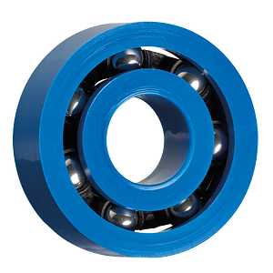 xiros® radial deep groove ball bearing, xirodur D180, stainless steel balls, cage made of PA, mm