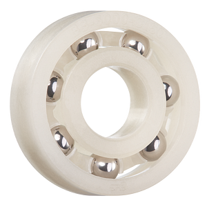 xiros® radial deep groove ball bearing, xirodur C160, stainless steel balls, cage made of PP, mm